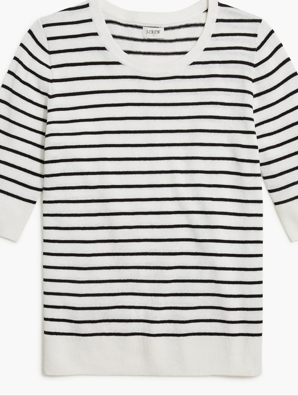 J. Crew Factory White and Black Striped Short Sleeve Linen Blend Sweater Size XL
